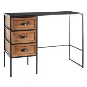 Escritorio negro-natural 101 x 43 cm