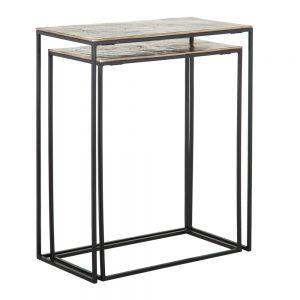 Set 2 mesas auxiliares negro y cobre 53x29