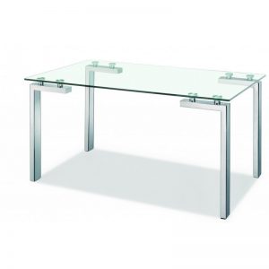 Mesa para despacho Vogue cristal-acero 140x80