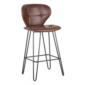 Taburete marrón símil piel 95 cm